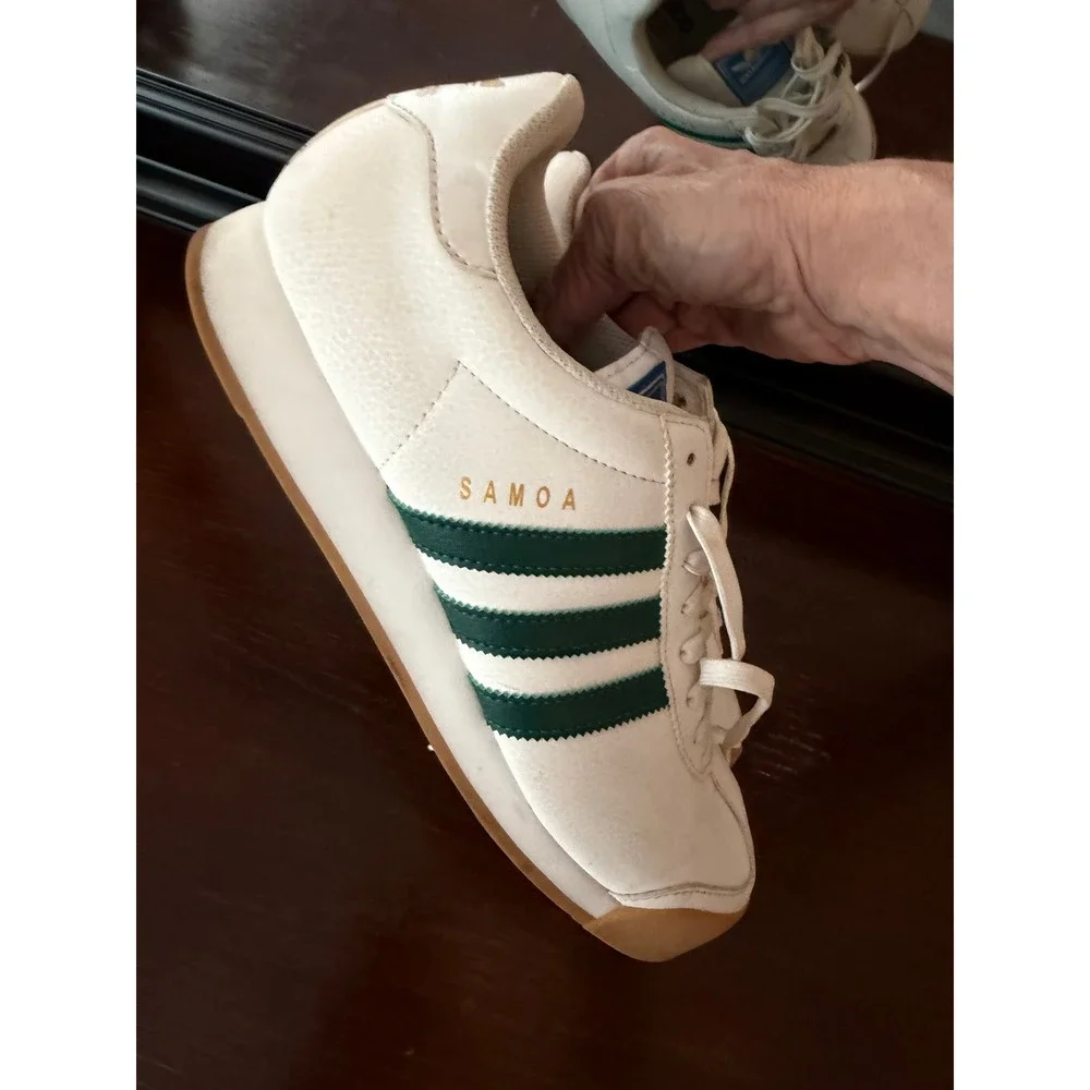 Adidas Samoa Sneakers Mens Size 9 White Green EG6089 Classic Retro Shoes‎